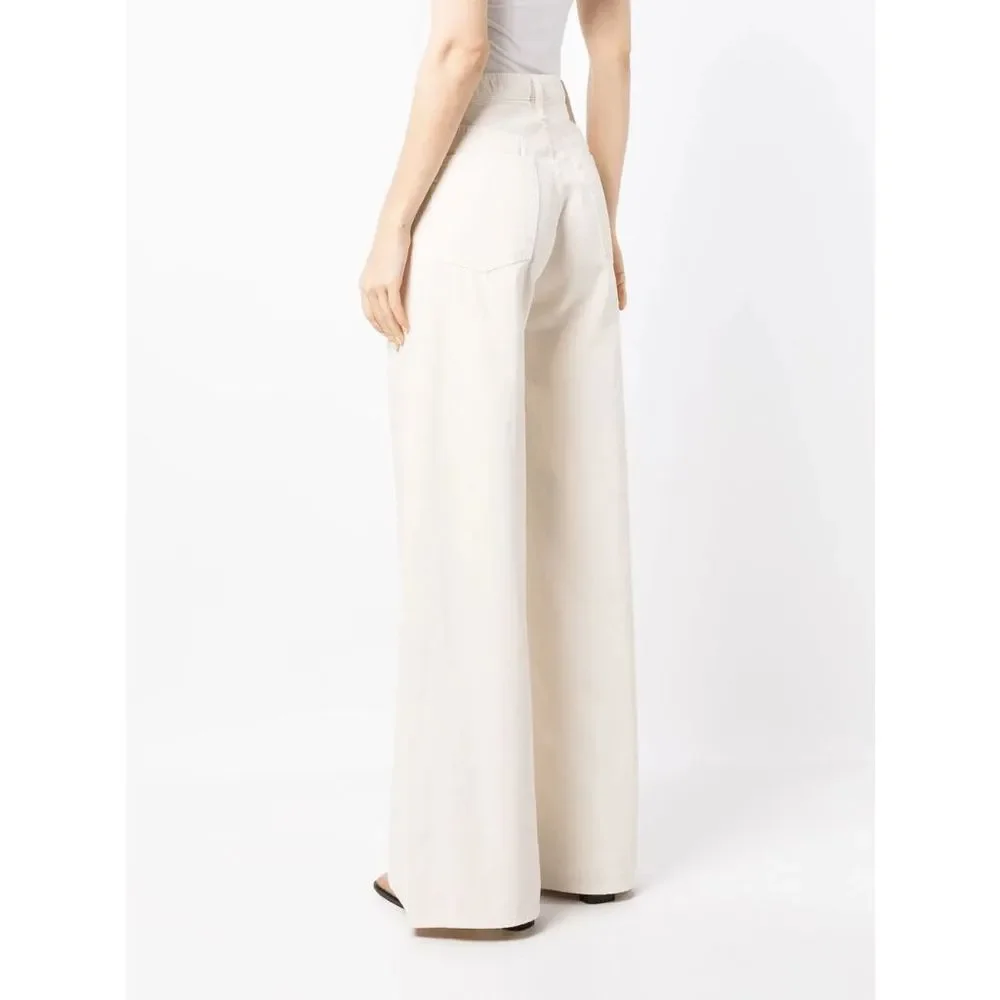 Rag & Bone Sofie Two-tone Frayed High-rise Wide-leg Jeans Ecru White Size 29 - Picture 5 of 13